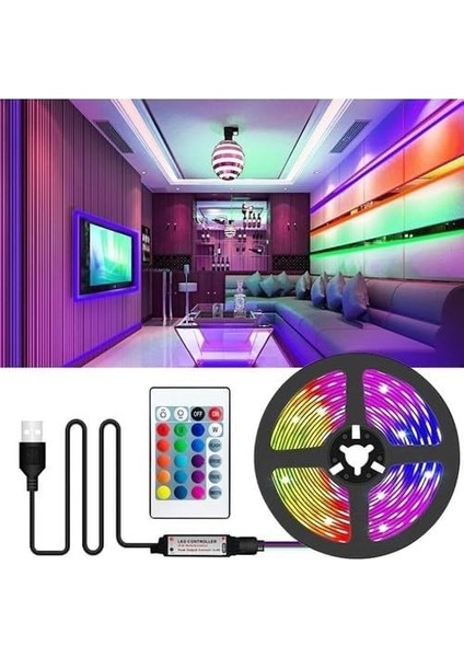 Arkası Animasyonlu Rgb Şerit LED Seti Kumandalı 3 Metre - Cata - 5V USB Girişli fiyatları