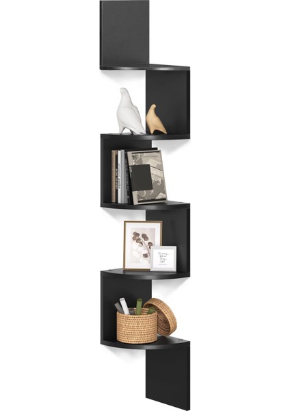 Köşe Rafı, 5 Raflı Duvar Rafı, Asma Raf, Mutfak, Yatak Odası, Oturma Odası, Çalışma Odası, Ofis Için, Siyah LBC20BK