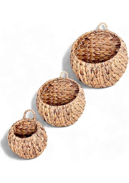 3'lü Asılabilir El Yapımı ve Doğal Yuvarlak Hasır Dekoratif Mektupluk ve Anahtarlıjk Seti, 3'lü Hasır Yuvarlak Saksı Seti, Hasır Kapı Süsü 3'lü Set fiyatları