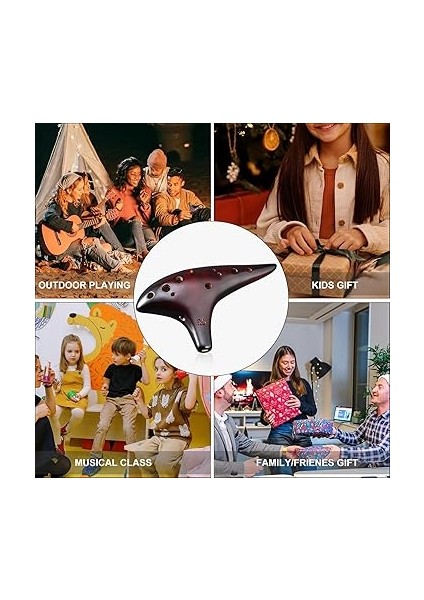 Ocarina 12 Delikli Alto C Hasır Füme Seramik Piccolo, Songbook Boyun Askılı Çanta ile Yetişkinler Için Müzik Aleti indirimleri