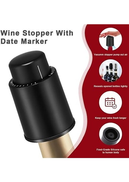Vakumlu Şarap Tıpası | Şarap Şişesi Hava Geçirmez Koruyucu | Paslanmaz Çelik Şarap Saklama Tıpası | Ev ve Hediyelik Için Uygun indirimleri