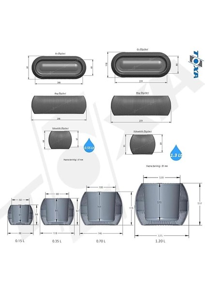 6 Parça Mercan Saksı Seti (Antrasit) fiyatları
