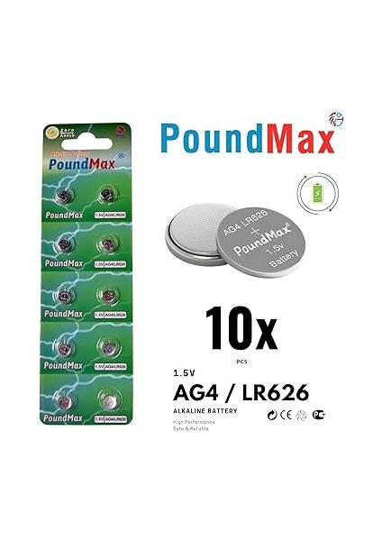 Adet Ag4 376 377 SR626 SR626SW LR66 1.5V Poundmax Düğme Pil, Alkalin Saat Pili, Çocuklara Dayanıklı Ambalaj, Küçük Elektronik Cihazlar Için,ölçüm Cihazları ve Hesap Makineleri fiyatları