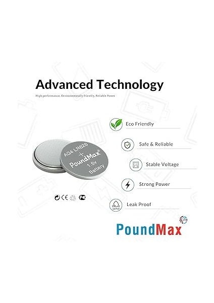 Adet Ag4 376 377 SR626 SR626SW LR66 1.5V Poundmax Düğme Pil, Alkalin Saat Pili, Çocuklara Dayanıklı Ambalaj, Küçük Elektronik Cihazlar Için,ölçüm Cihazları ve Hesap Makineleri modelleri