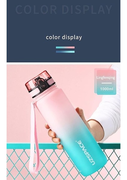 Fiftyfifty 1000ML Büyük Boy Çift Renk Softtouch Ff Collection Tritan Su Matarası Pembe-Yeşil indirimleri