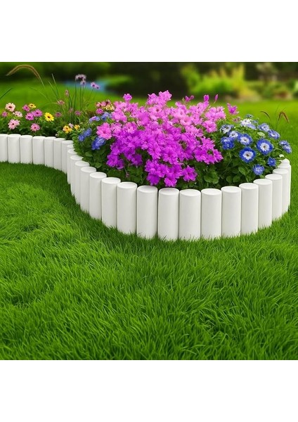 Gardentools Bahçeshop Star Gardentools Beyaz Çim Bordürü 2.3 Metre Çim Ayırıcı