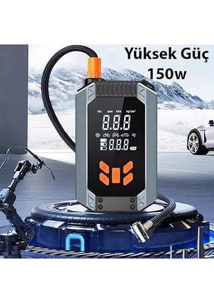 Akım Korumalı 2in1 150W 150PSI Araç Lastik Şişirme Pompası ve Araç Akü Takviye Cihazı Starter indirimleri