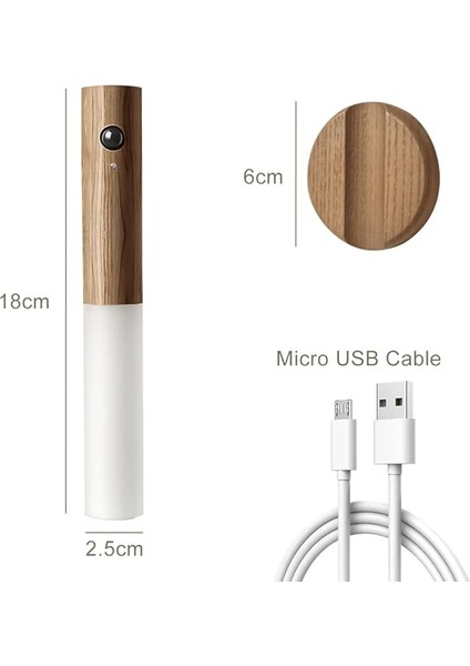 USB ile Şarj Edilebilir Duvar Lambası, Ahşap, Iç Mekan, Hareket Sensörlü, Indüksiyonlu, Pilli LED Duvar Lambası, Sıcak Beyaz, Manyetik Yatak Lambası, Oturma Odası, Yatak Odası, Merdiven indirimleri
