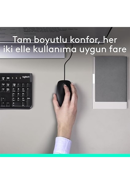 MK120 USB Kablolu Klavye Mouse Seti, Tam Boyutlu, Sağ ve Sol Elle Kullanıma Uygun Mouse, Sıvı Dökülmesine Dayanıklı, Türkçe Q Klavye, Siyah fırsatları