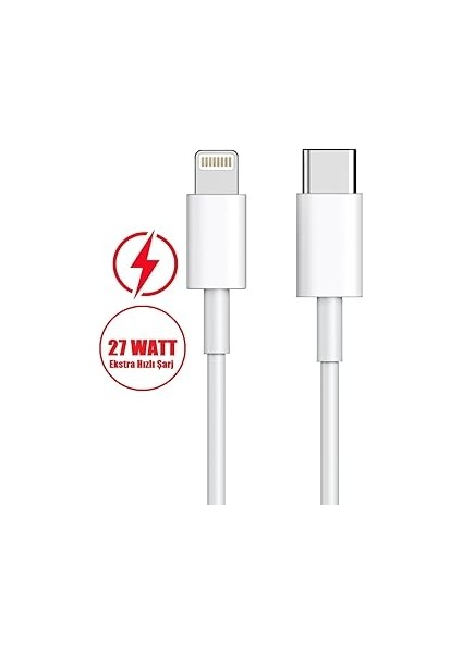 Için 27WATT Hızlı Şarj Kablosu, Type C-Lightning, iPhone 14/13/12/12 Pro Max/11/xs Max/xr/x, Airpods Pro (100 Cm) modelleri