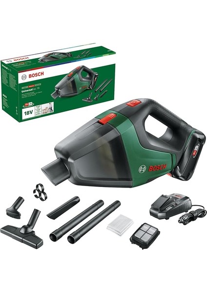 Akülü Elektrikli Süpürge Universalvac 18 (2,5 Ah Akü, 18 Volt Sistem, Kartonda), Yeşil