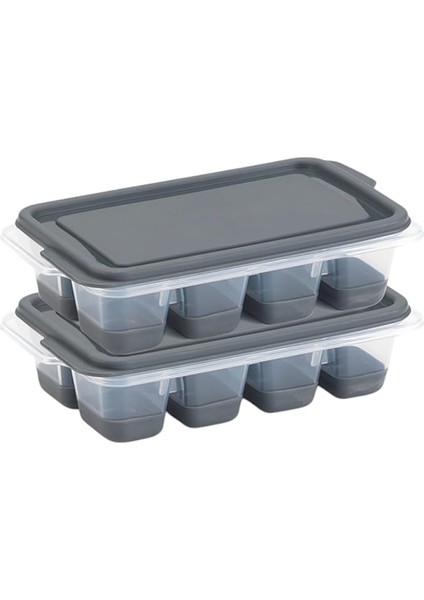 Mini Kapaklı Silikon Buzluk - Kolay Çıkarım, Güvenli Istifleme, Kompakt Tasarım, Kırılmaz, Gıdayla Uyumlu, Üst Üste Dizilebilir Pratik Buz Haznesi (Antrasit)