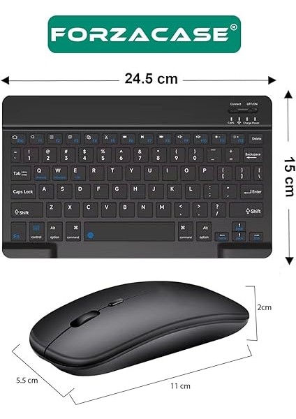 Samsung Galaxy Tab A9 ile Uyumlu Bluetooth Kablosuz Klavye Mouse + Tablet Standı - FC1088 (Siyah) fiyatları