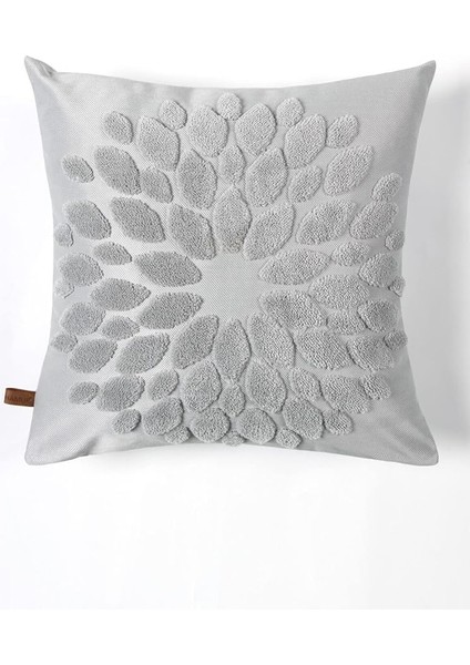 Özel Tasarım Punch Panç Desen Kare Dekoratif Kırlent Kılıfı Flower Gri fiyatları