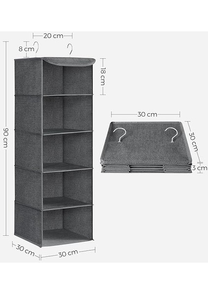 Askılı Gardırop Saklama Düzenleyici, 2'li Set Askılı Saklama Rafları, Katlanabilir Gardırop Giysi Düzenleyiciler, Metal Kancalı, Bambu Çubuklu, Keten Desenli, Gri RCH005G02 modelleri