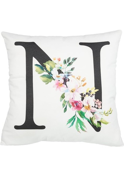 Home Dekor Harf Kırlent Modern Beyaz N Kırlent Kılıfı
