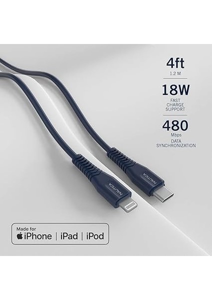 USB C - Lightning Kablosu, Tip C - Yıldırım Kablosu, USB C Şarj Cihazı, Mfi Onaylı, Hızlı Şarj Cihazı, iPhone 13/12 Pro Max/11/x/xs/xr, Ipad, Airpod, 4 Ft. (Lacivert) Için Şarj Kablosu fiyatları