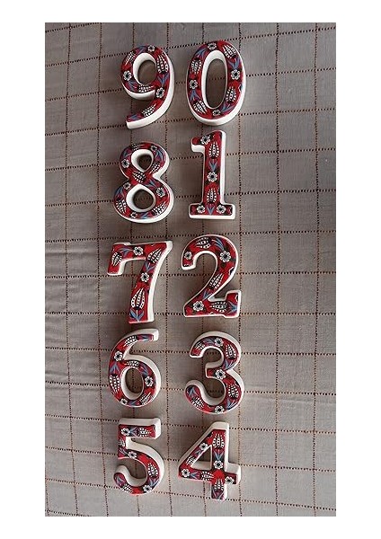 Kapı Numarası Seramik Lale Desenli Çeşitli Renklerde (1, Kırmızı) fırsatları