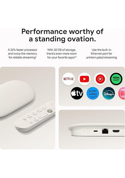 Tv Streamer 4K - Sesli Arama Uzaktan Kumandasıyla Tv'nizde Hızlı Akış Eğlencesi - 4K Hdr'de Film, Şov, Canlı Tv ve Netflix Izleyin - Akıllı Ev Kontrolü - 32 GB Depolama - Porselen indirimleri