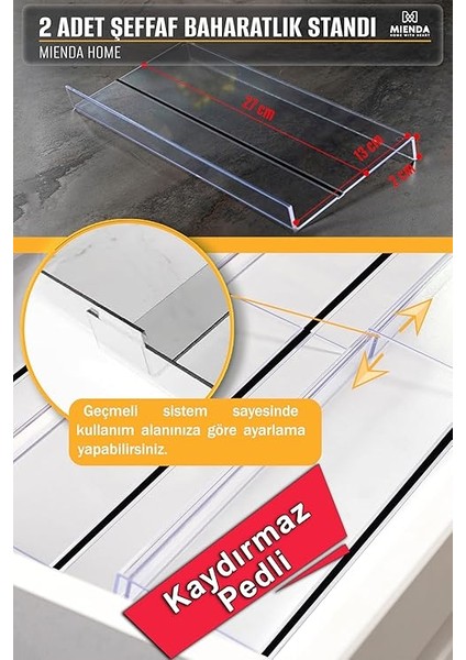Home 2 Adet Kaydırmaz Pedli Şeffaf Stand Baharatlık Standı Çekmece Içi Düzenleyici Mhydkplx2 modelleri