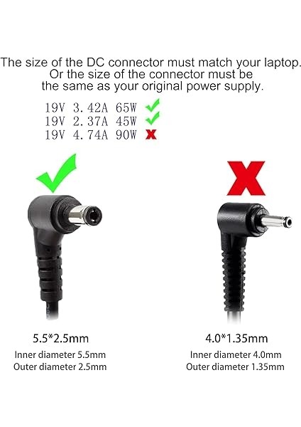 Şarj Cihazı 19V 3,42A 65W Notebook Laptop Şarj Kablosu Ac Toshiba Lenovo Medion Fiş Için: 【5,5 x 2,5mm】 Taşınabilir Bilgisayar Için Şarj Cihazı Güç Kaynağı Pil Güç Kaynağı fiyatları