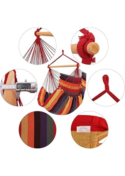 Hamak Sandalye, 180 x 125 cm Tüv Rheinland Maks. Statik Yük 200 Kg, Iç ve Dış Mekan, Gökkuşağı Renkleri, GDC185 indirimleri