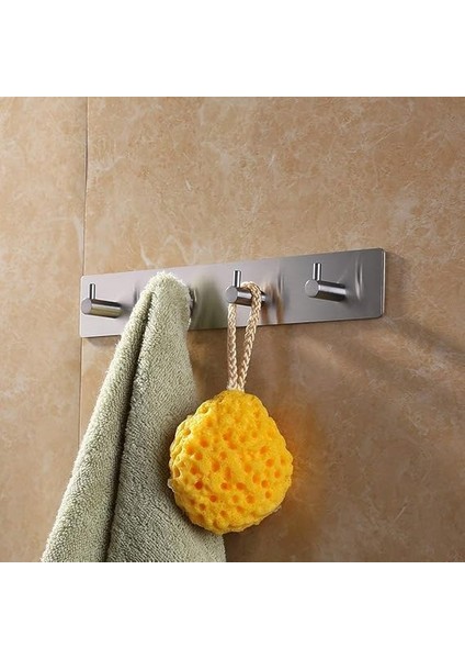 Paslanmaz Çelik 4 Topuzlu Bornoz Askısı Havluluk - Banyo Askısı - Inox - Kendinden Yapışmalı fiyatları