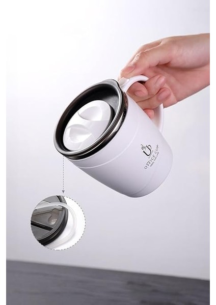 L Çelik Beyaz Sıcak Soğuk 500 ml Kahve El Termos Kupa Mug CIN558BY indirimleri