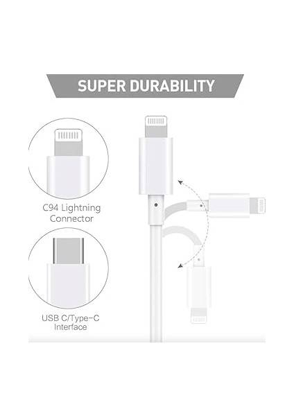 iPhone Usb-C To Lightning Şarj Kablosu (3A Pd) Type-C To Lightning Iphone Ipad Uyumlu Şarj Kablosu 1m indirimleri
