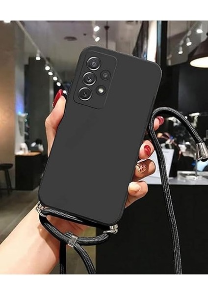 Samsung Galaxy S25 Ultra ile Uyumlu Ipli Boyun Askılı Silikon Kılıf Kadife Iç Yapılı Dulcet Epiphany Boyun Çapraz Asılabilen Ipli Kılıf Siyah
