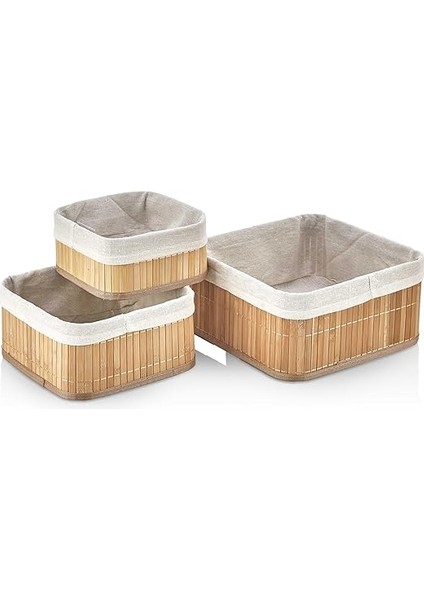 Bambu Çok Amaçlı Saklama Kutusu 3'lü Set, Düzenleyici Kare Derin Boy Organizer, Dekoratif Bambu Düzenleyici 3 Boy Doğal Renk (25CM*25CM*12CM-2CM*2CM*10CM-17CM*17CM* 8cm) modelleri