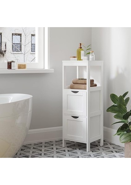 Banyo Dolabı, Çok Amaçlı Banyo Rafı, 4 Katlı, Ahşap, Köşe Dolabı, Ilaç Dolabı, Beyaz, BBC42WT, 30 x 89 x 30 cm fiyatları