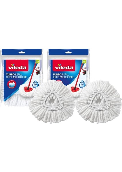 Turbo Classic Mop Yedek Başlık, Mikrofiber, Beyaz, 2 Adet