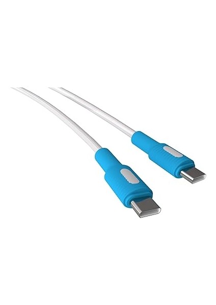 Coral Type C-C Power Delivery Hızlı Şarj Kablosu, Beyaz Kablo, Beyaz/mavi Uçlar (150 Cm) modelleri