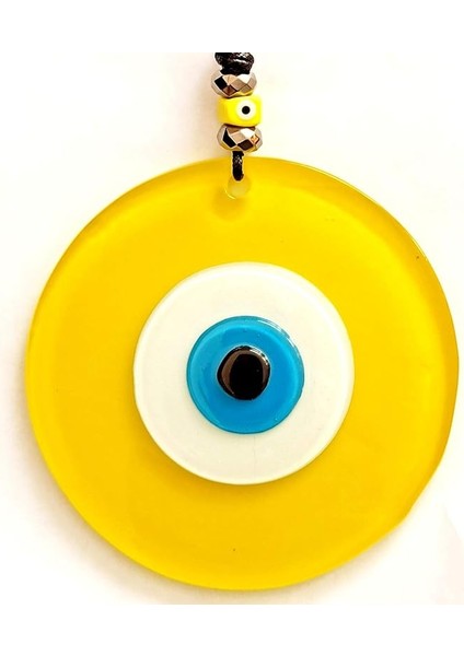 Harikası Deri Ipli Nazar Boncuklu Sarı Cam Duvar Süsü