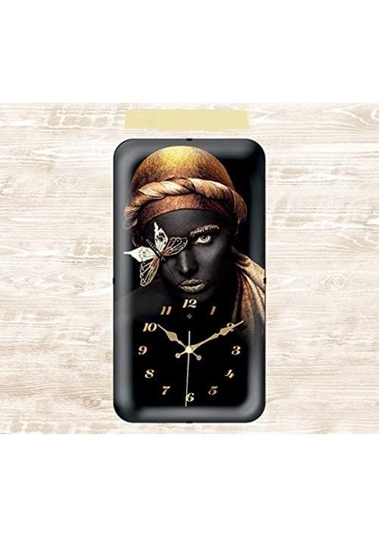 Bombeli Camlı Afrikalı Kadın Saat, Çok Renkli, 26X47CM