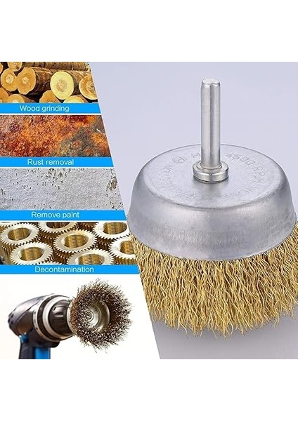 Fırça Seti Pas Yağ Kir Boya Yapışkan Çözücü 6'lı Pimli Matkap Tel Fırça Seti fırsatları