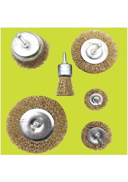 Fırça Seti Pas Yağ Kir Boya Yapışkan Çözücü 6'lı Pimli Matkap Tel Fırça Seti indirimleri