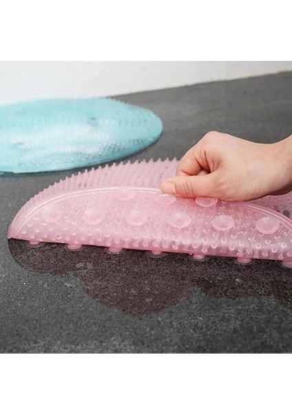 Pratik Silikon Vantuzlu Banyo Fırçası Masaj Pedi Sırt Ayak Kesesi Yıkama Aleti Sırt Lifi Ayak Matı