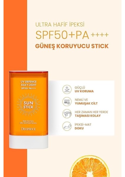 Sun Stick Güneş Kremi Ultra Hafif Doku SPF50 Pa Yüksek Uv Koruma 19 gr fırsatları