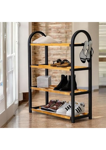 Midi Ahşap Çubuklu Ayakkabılık 4 Bölmeli Düzenleyici 8 Çift Ayakkabı Kapasiteli Raf Ünitesi fiyatları