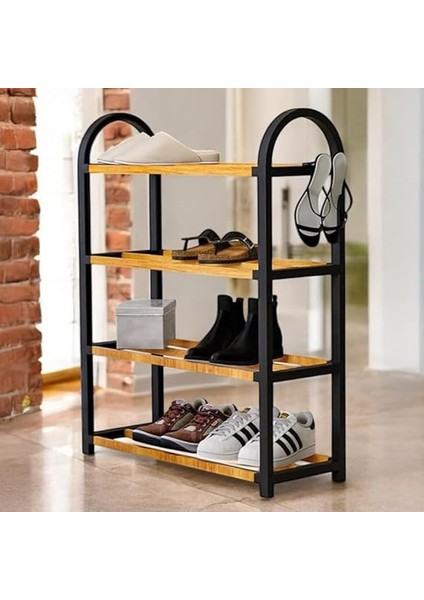 Midi Ahşap Çubuklu Ayakkabılık 4 Bölmeli Düzenleyici 8 Çift Ayakkabı Kapasiteli Raf Ünitesi modelleri
