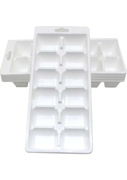 Beyaz Klasik Buz Kalıbı 12 Bölmeli Plastik Buzluk 2 Adet