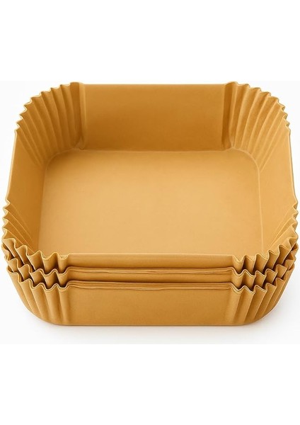 50'li Airfryer Pişirme Kağıdı – Kare, Yanmaz ve Yağ Geçirmez Fritöz Için Uyumlu, Tek Kullanımlık, 16X16 Cm, Kahverengi