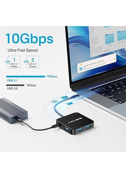 USB Hub, USB C Hub, USB Hub 3.0, 4K Hdmı, Pd 100W, 3 USB A 3.0 Portu, 1 Type-C 3.0 Portu, USB Dağıtıcı Adaptör, Macbook, Mac Mini, Surface Pro, Xps, Dizüstü Bilgisayar ve USB C Cihazları Için (0,5 Ft) fırsatları