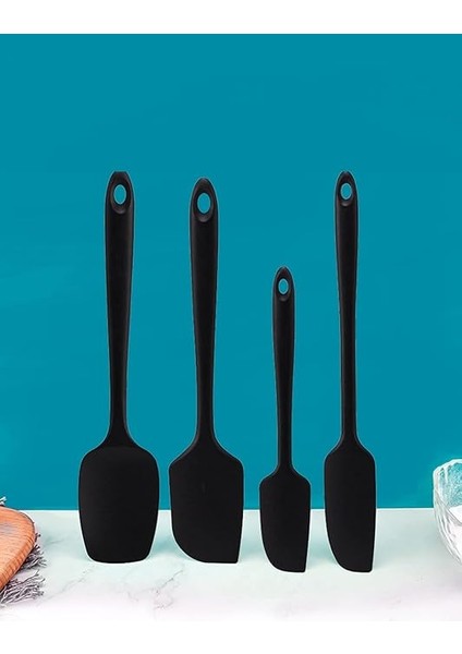 Osteris Isıya Dayanıklı Yanmaz Yapışmaz Silikon Spatula Seti 4 Parça Siyah fırsatları