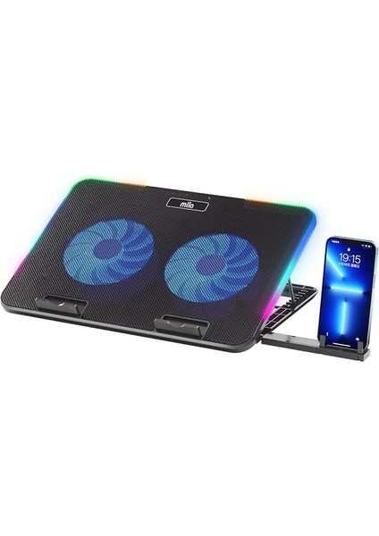 Mila Serisi M2 R-Type Rgb Işıklı, 2 Büyük Fan, Telefon Standı,2 USB Notebook Soğutucu Stand