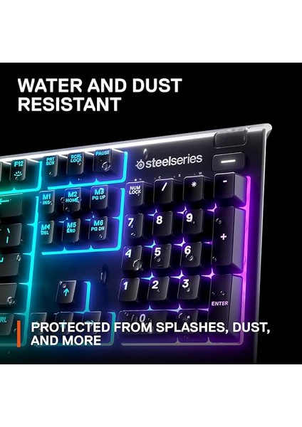 Apex 3 Rgb Oyun Klavyesi 10 Bölgeli Rgb Aydınlatma IP32 Su Geçirmez Birinci Sınıf Manyetik Bilek Desteği 64812 Çok Sessiz Hissedilir ve Sessiz indirimleri