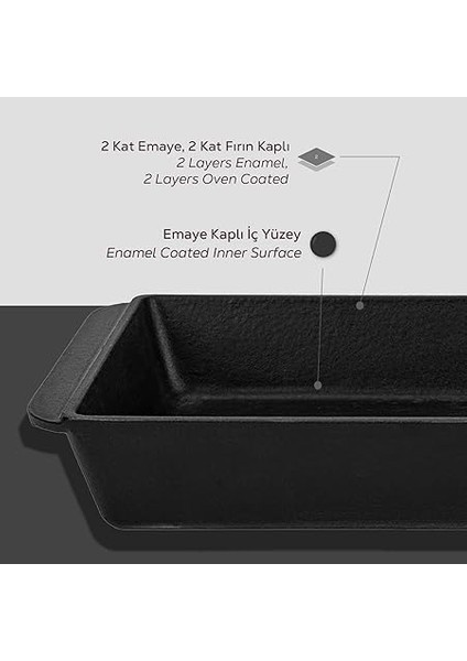 Döküm Dikdörtgen Rosto ve Fırın Tepsisi Döküm Demir Yekpare Çift Kulplu Ölçü 21X33CM. indirimleri