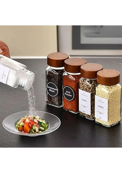 Home 12'li Bambu ve Akasya Kapaklı Cam Baharatlık Seti 120 ml - Doğal Ahşap Kapaklı, Şeffaf Cam, Sağlıklı ve Şık Baharat Kavanozları (Akasya Kapak) modelleri